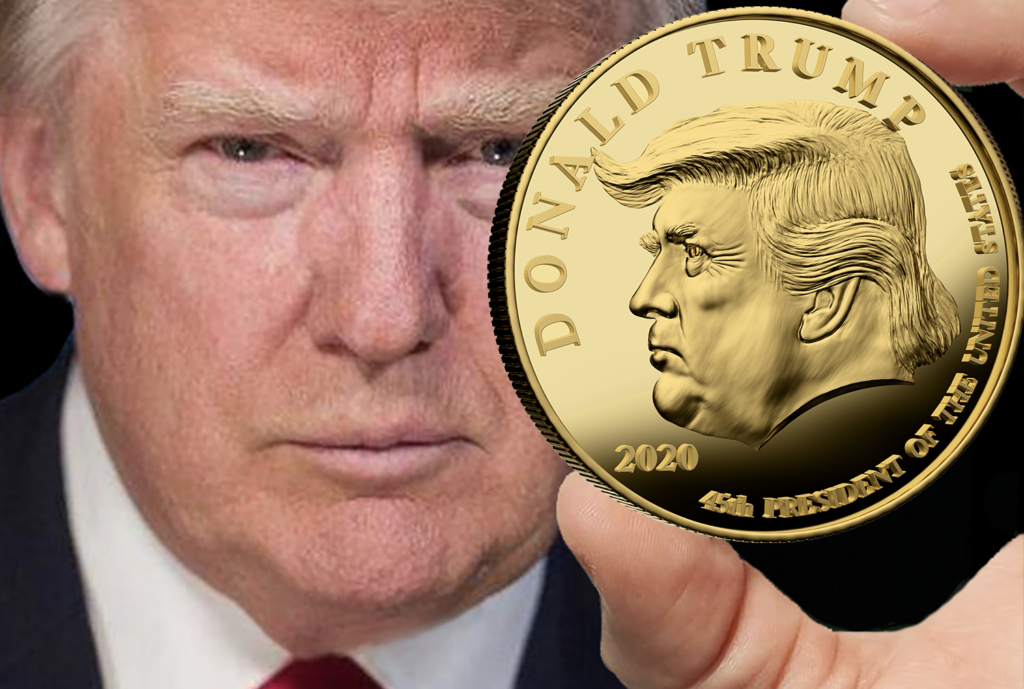 Ronald Reagan & Donald Trump 2 Headed Gold Coin 2022