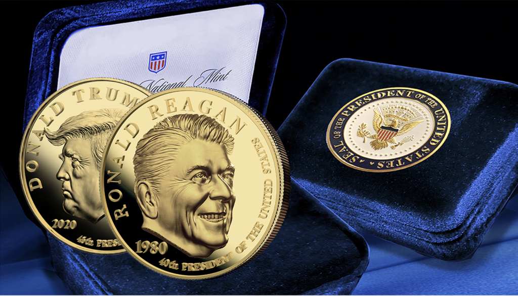 reagan trump 2 sided gold coin